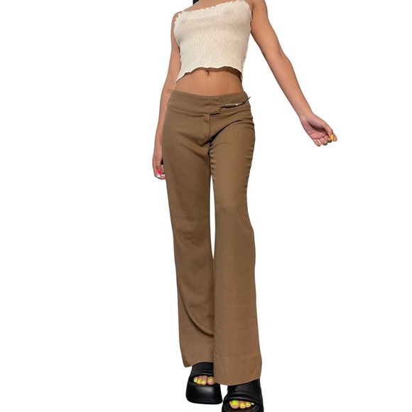 Italian Vintage - Vintage Beige Mid Rise Flare Pants (S) - Picture 3 of 12